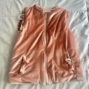 7 For All Mankind Girls 6x velour pink Sherpa lined vest zip up fall layer cute